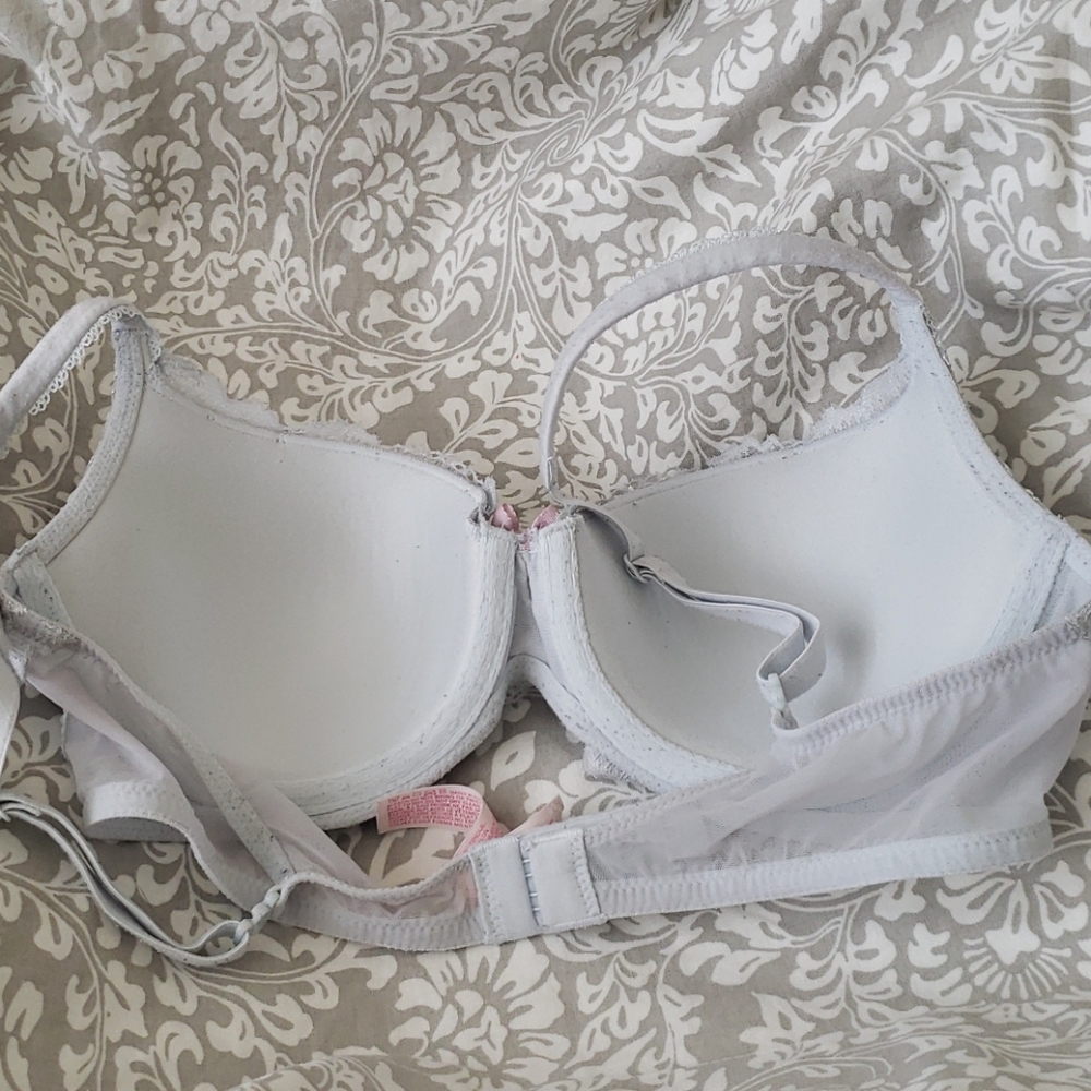 Light Blue with Silver Shimmer Lace Bra - Picture 3 of 4